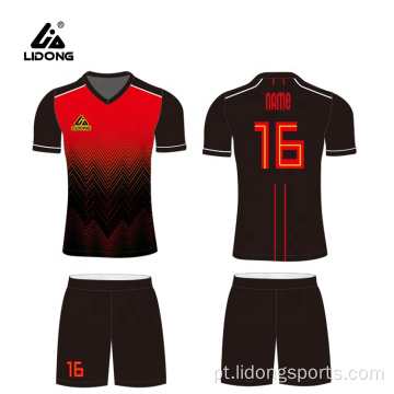 Jersey de futebol de futebol preto e vermelho personalizado